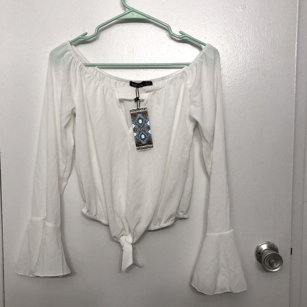 Sheer long sleeve crop top
